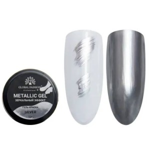 Гель краска Global Fashion Metallic Gel Silver, 5 мл